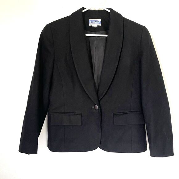 Vtg Pendleton Black Blazer Preppy Professional Corporate Wool Womens Sm Petite - Picture 1 of 12